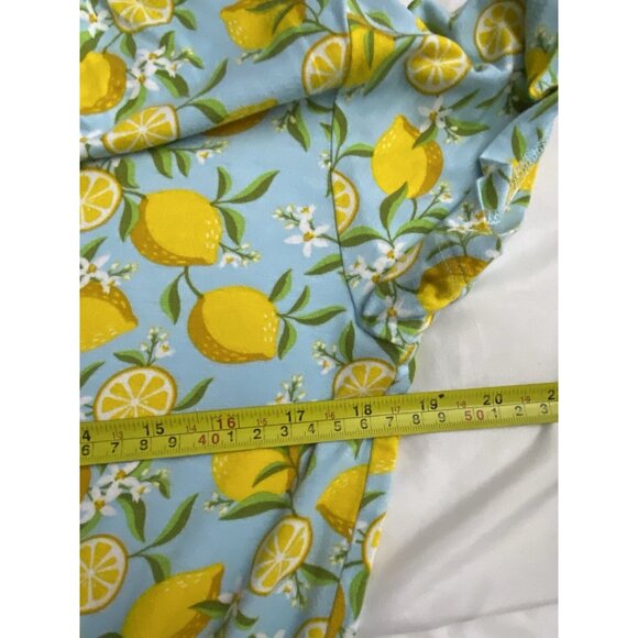 Alex’s Lemonade Blue Sz Medium Rayon Romper Pockets Beach Holiday Lounge Citrus - Picture 5 of 10